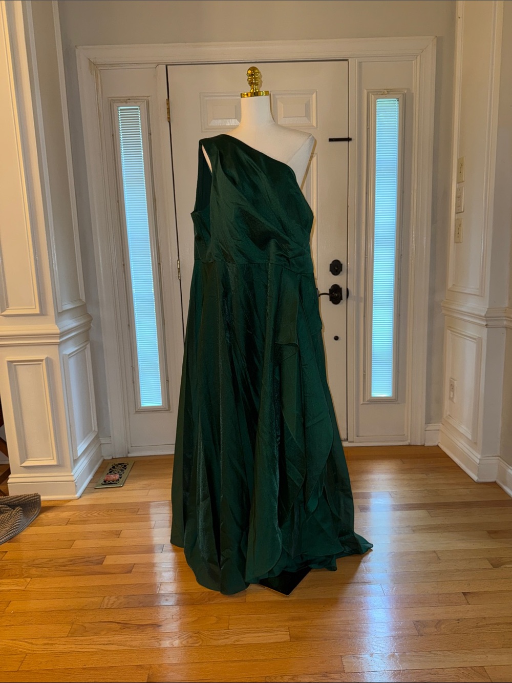 Xscape One-Shoulder Emerald Gown - Picture 2 of 5